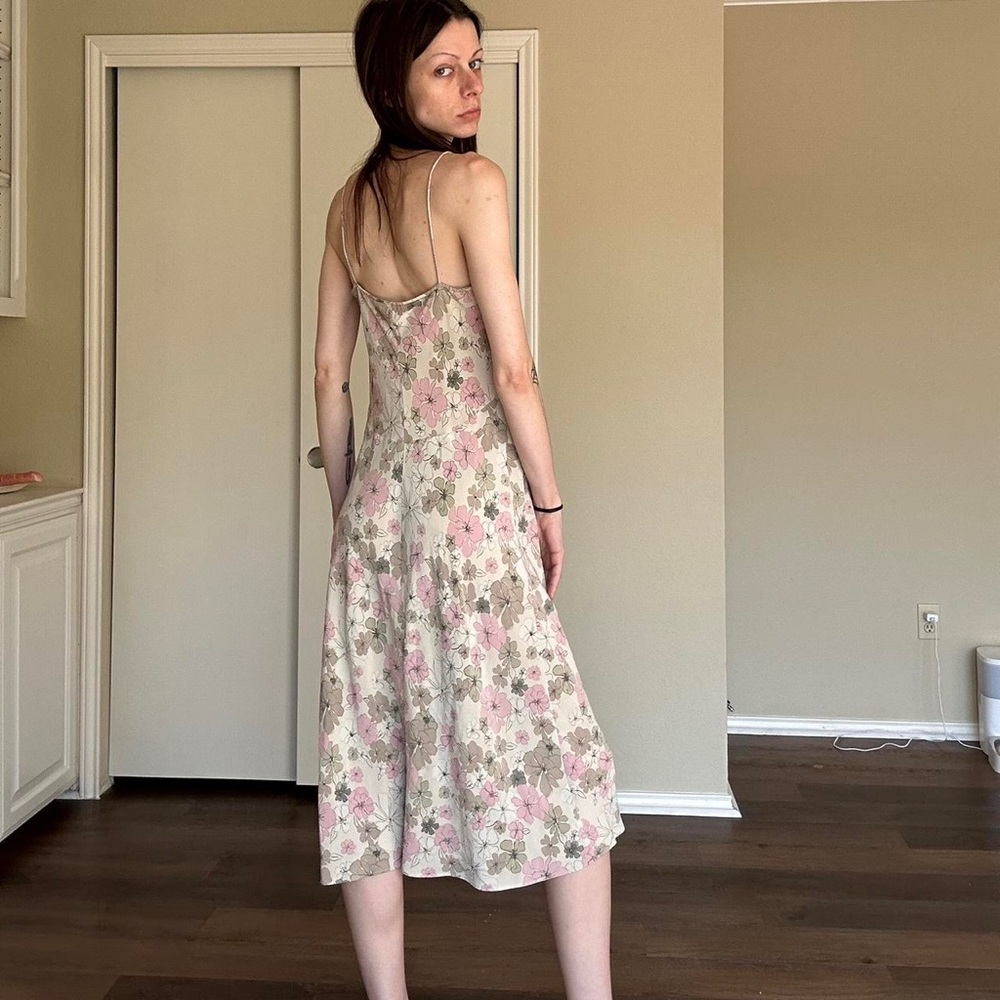 J.Crew Tan Pink Floral Print Women's Slip Dress - Picture 2 of 7